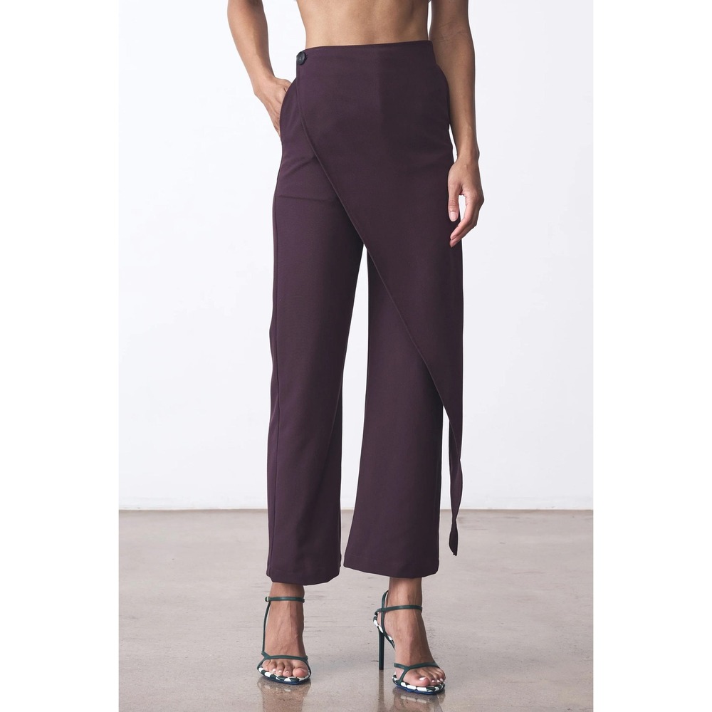 The Regular Program Wide Leg Trousers Pants Womens XS Burgundy Tailored Casual